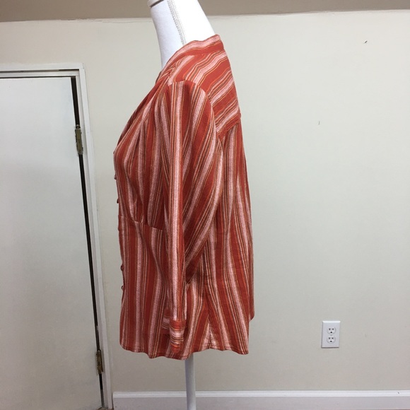 St. John’s Bay | Orange Striped Blouse - L - Picture 3 of 7